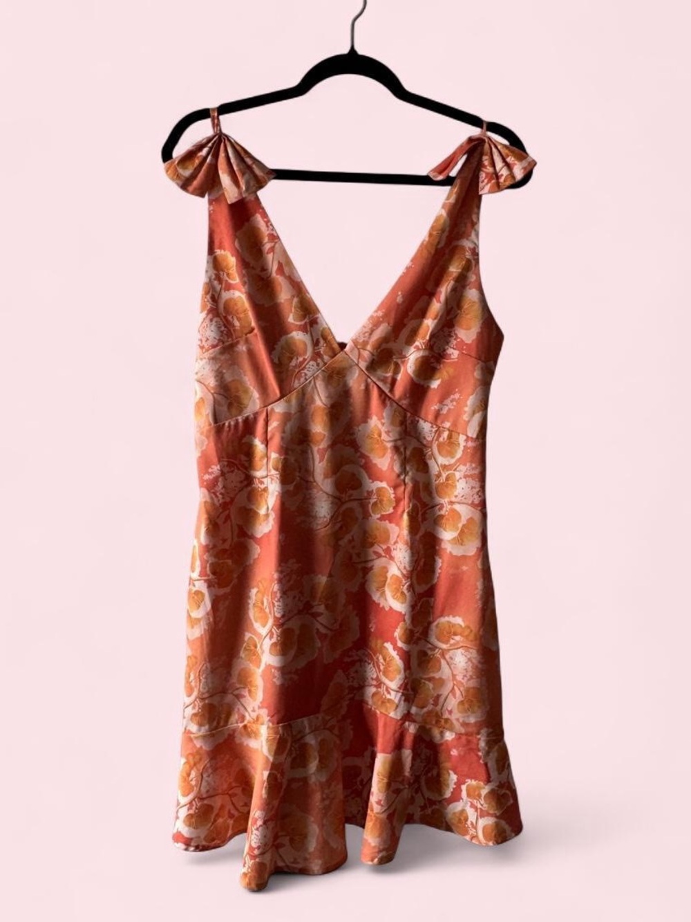 Tie-Shoulder Floral Mini Dress in Rust